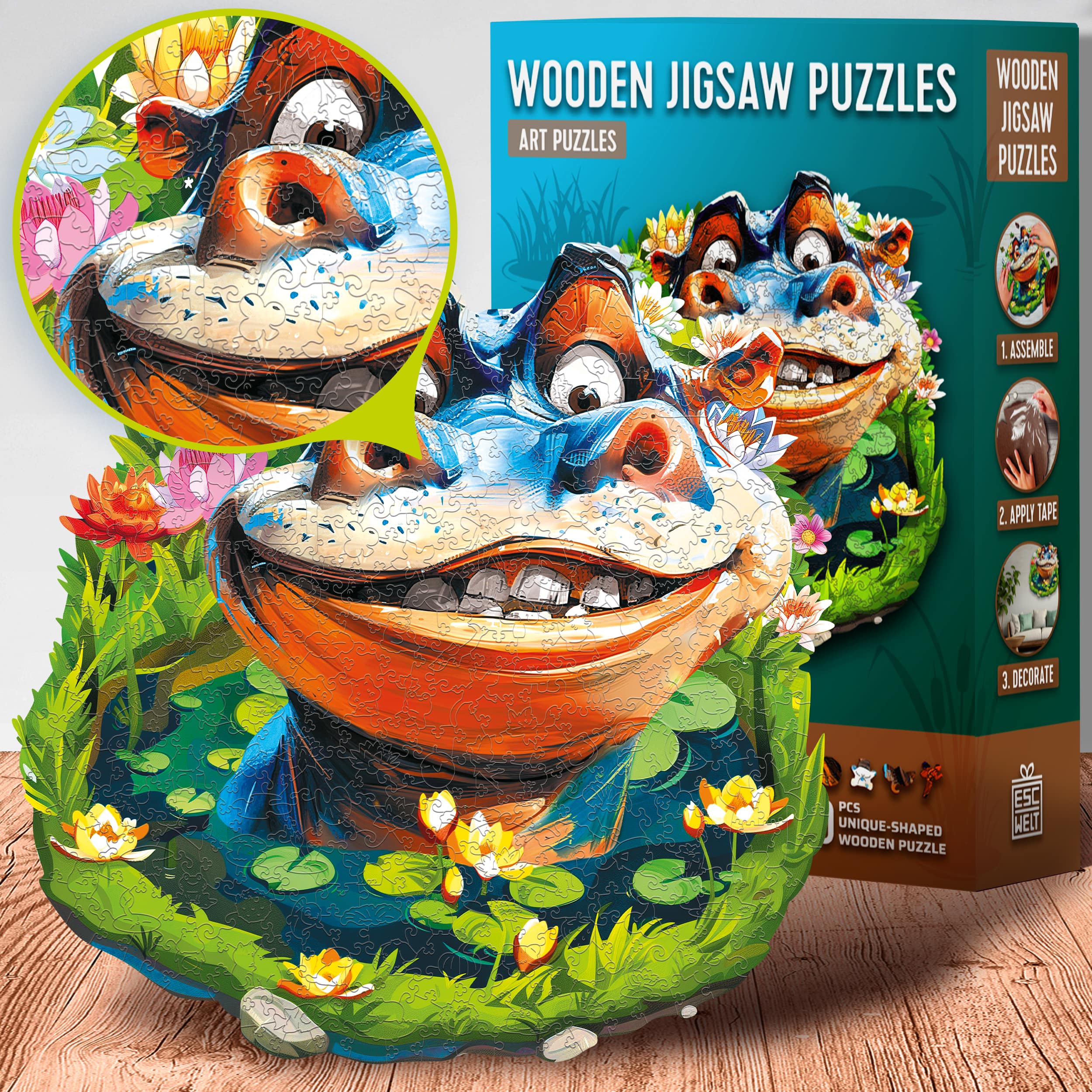 Fotos und Abbildungen von Funny Hippo Puzzle 200 pieces. ESC WELT.