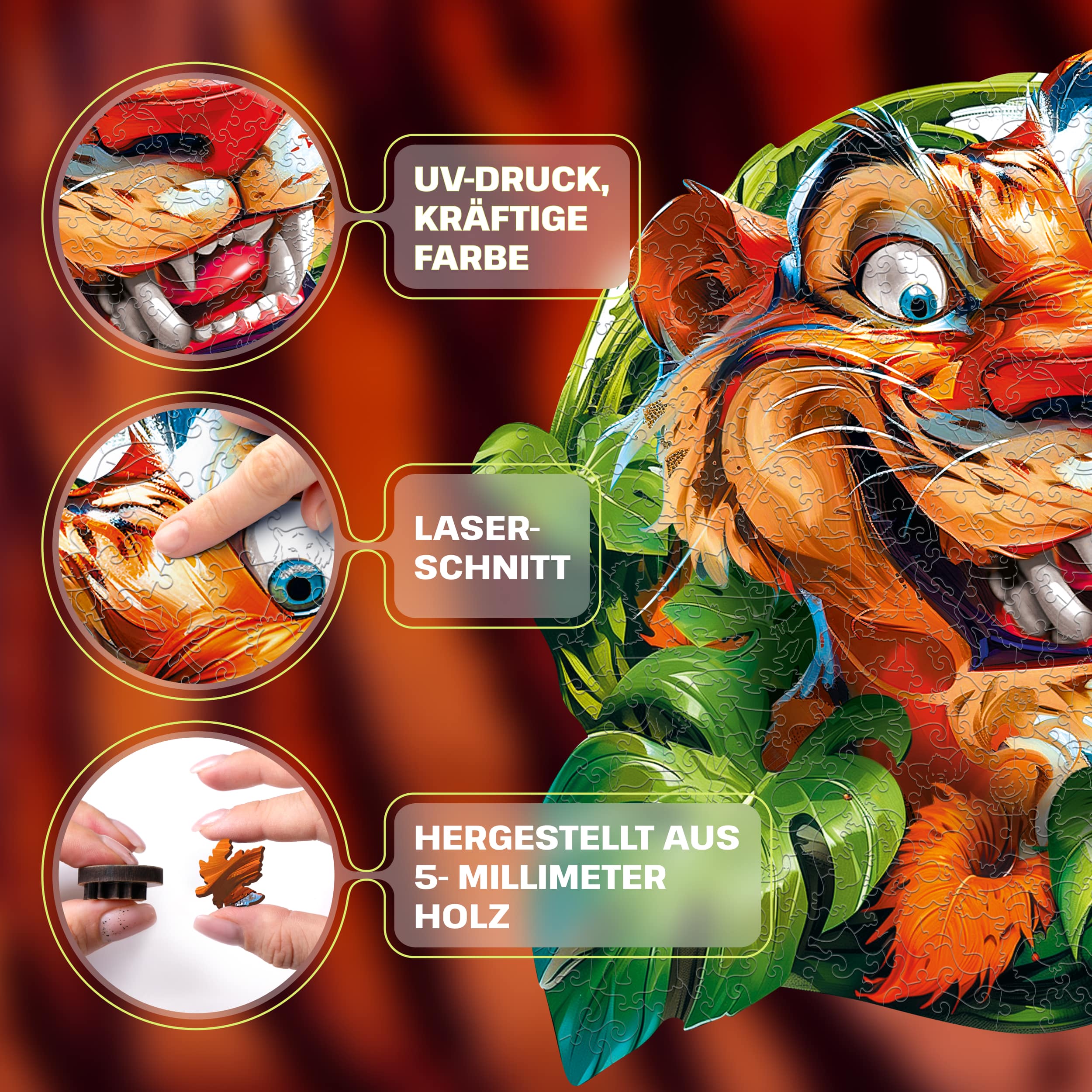 Fotos und Abbildungen von Funny Tiger Puzzle 200 pieces. ESC WELT.